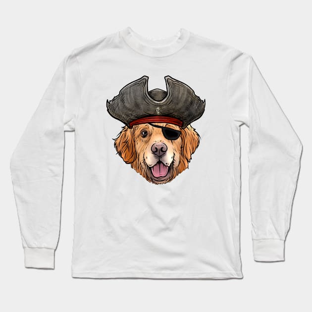 Golden Retriever Pirate Long Sleeve T-Shirt by whyitsme